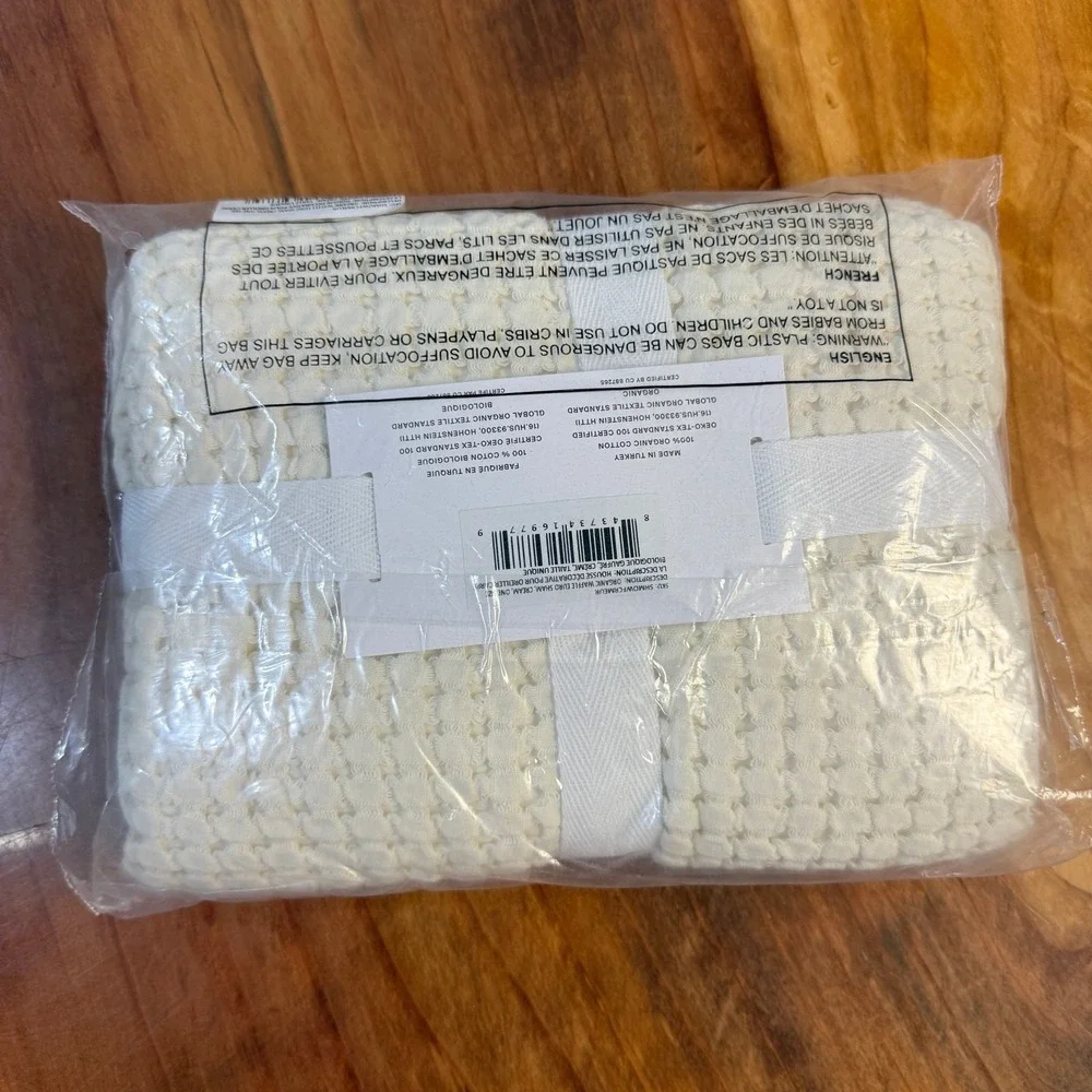 NEW Parachute Organic Waffle Pillow Euro Sham  Cream One Size Cotton Z3-20
